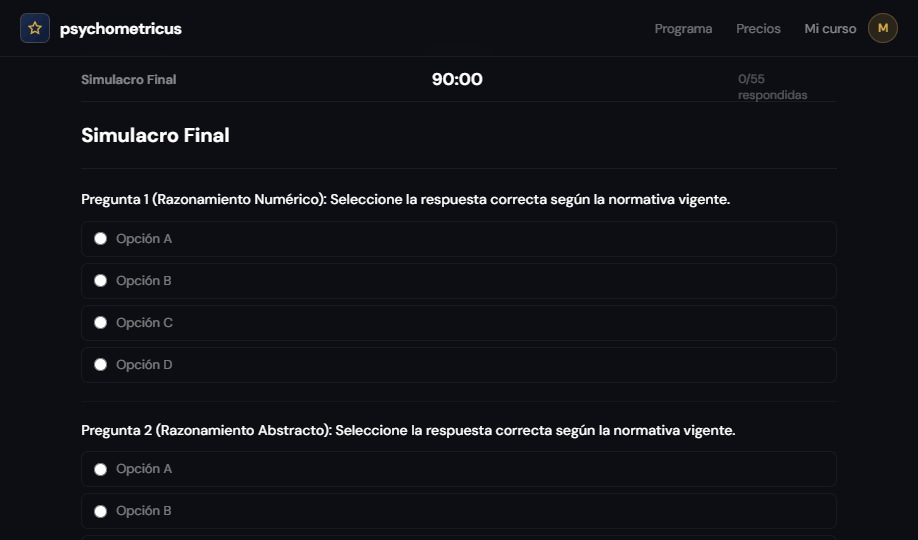 Simulacro cronometrado